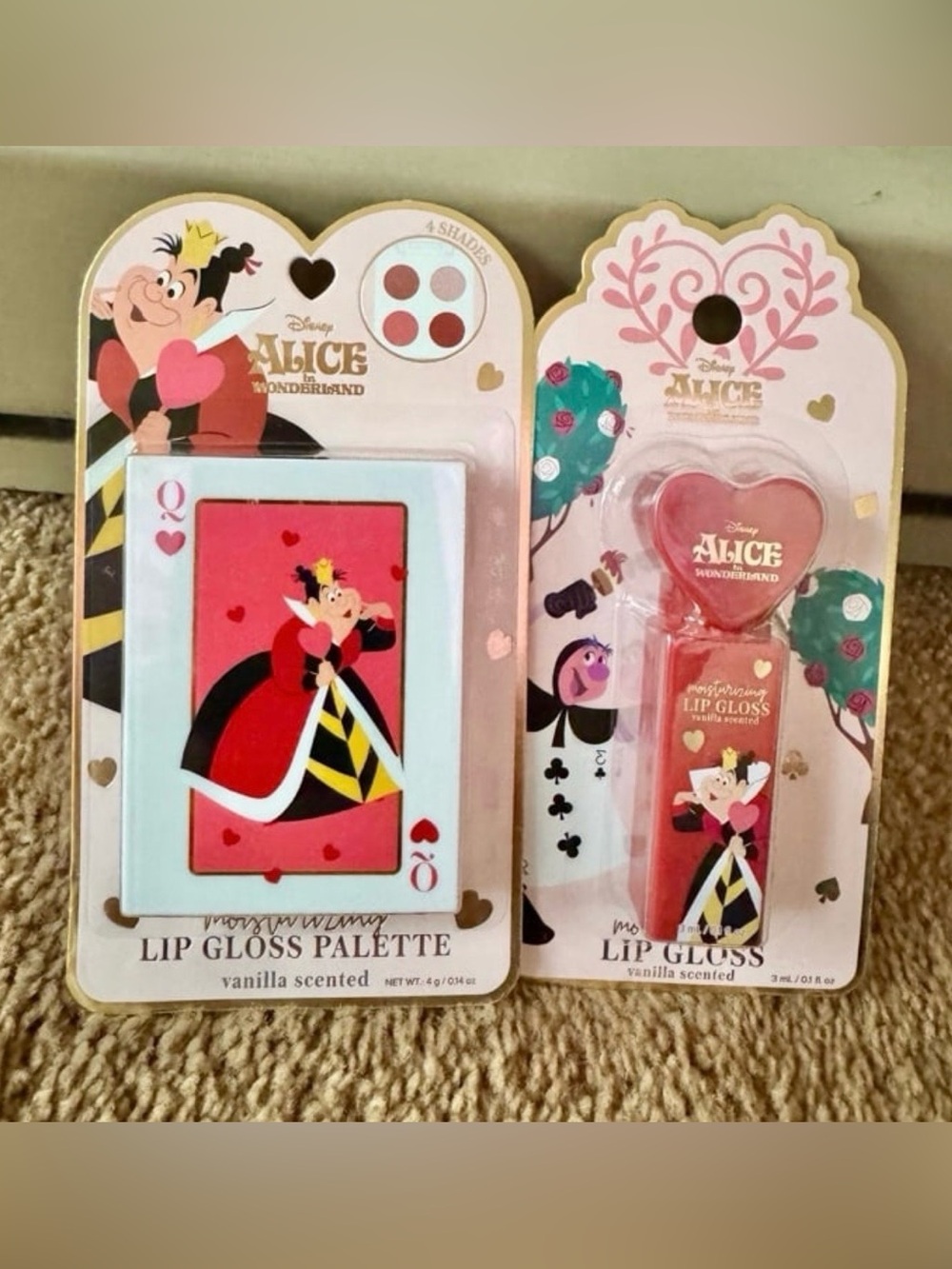 Disney Queen of Hearts Lip Gloss & Mini Palette - Red, Pink, Gold